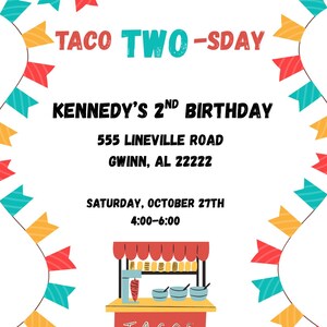 Convite de aniversário para a terça-feira do Taco