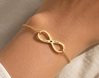 Personalized Infinity Name Bracelet for Couples - Custom Couple Bracelet - Matching Names Jewelry - Anniversary Gift