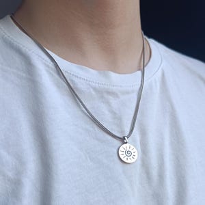 Sun Pendant Necklace for Men: Spiritual Amulet, Silver or Gold