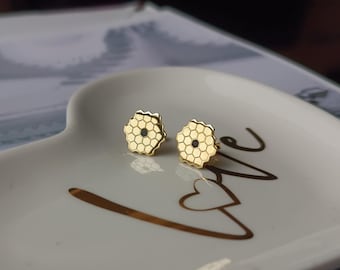 James Webb Space Earrings – Gold Telescope Mirror Studs - Space Lover Gift - Geek Science
