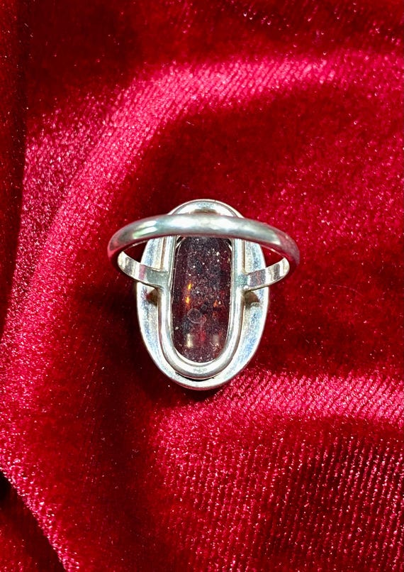 Vintage Translucent Amber Ring: Sterling Silver B… - image 7