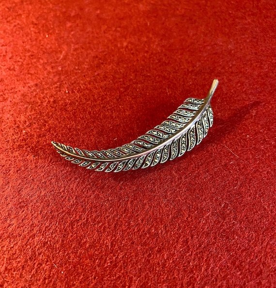 Elegant Silver Mercasite Brooch 925 Sterling Silver Vintage Brooch Pin GERMANY Elegant Pearl  main image 4