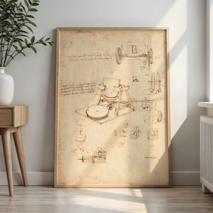 Codex Atlanticus Folio by Leonardo da Vinci: Mechanical Studies Poster