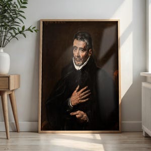 May include: A framed oil painting portrait of a man with a beard, wearing a black coat with a white collar, his right hand placed on his chest. The text "N. IVAN D. AVILA" is visible in the upper left corner of the dark, moody composition.