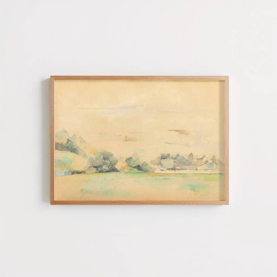 Paysage Au Bord De Leau by Paul Cézanne: Minimal Misty Landscape Poster ...