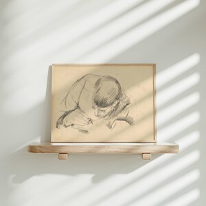 The Artists Son Writing by Paul Cézanne: Minimalist Drawing Art Print immagine 8