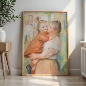 Renoir Laundress and Her Child Impressionist Art Poster: Motherhood Wall Art