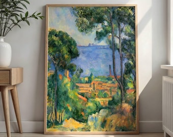View of L'estaque and the Chateau D'if by Paul Cézanne: Mediterranean Landscape Poster