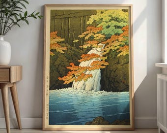 川瀬巴水作「千手滝 赤目」日本美術版画、木版画、ジクレー、版画