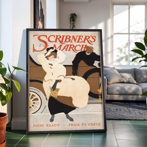 Robert Wildhack Scribner's for March c. 1907 American Magazine Advertising Poster with Automobile
