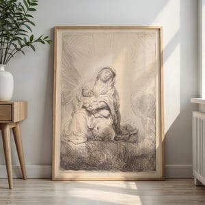 Rembrandt Etching of the Virgin and Child in Clouds