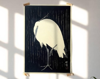 雨の中の白鷺（1925年）木版画 - Etsy 日本