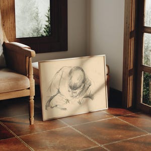 The Artists Son Writing by Paul Cézanne: Minimalist Drawing Art Print immagine 2