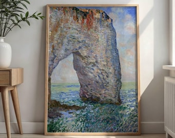 The Manneporte Near Etretat by Claude Monet: Impressionist Coastal Cliff Poster