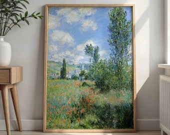 View of Vetheuil by Claude Monet: Sunlit French Countryside Poster