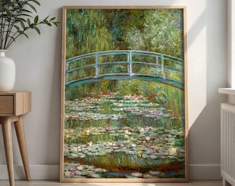 Bridge Over a Pond of Water Lilies by Claude Monet: Impressionist Garden Poster