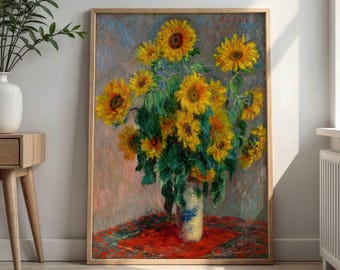 Bouquet of Sunflowers by Claude Monet: Impressionist Floral Fine Art Print