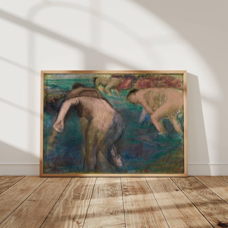 Femmes Au Bain by Edgar Degas: Impressionist Bather Fine Art Poster image 9