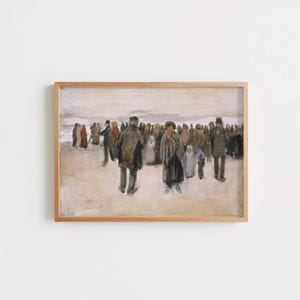 Beach at Scheveningen by Vincent van Gogh: Coastal Crowd Fine Art Poster
