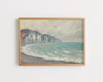 Falaise De Pourville by Claude Monet: Coastal Cliff Impressionist Art Print