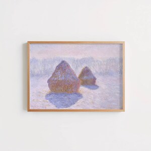 Haystacks Effect of Snow and Sun by Claude Monet: Winter Impressionist Poster