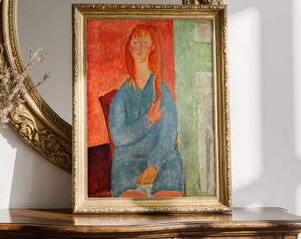 Jeune Fille Assise by Amedeo Modigliani: Modernist Portrait Fine Art Print
