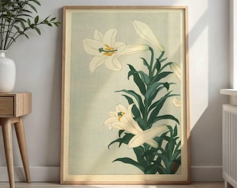 Ohara Koson Lilies Print: Japanese Botanical Art Poster