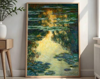 Water Lilies by Claude Monet: Vertical Impressionist Water Garden Poster