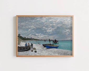 The Beach at Sainte Adresse by Claude Monet: Coastal Impressionist Wall Art