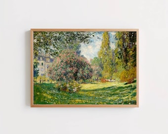 Landscape the Parc Monceau by Claude Monet: Impressionist Garden Fine Art Print