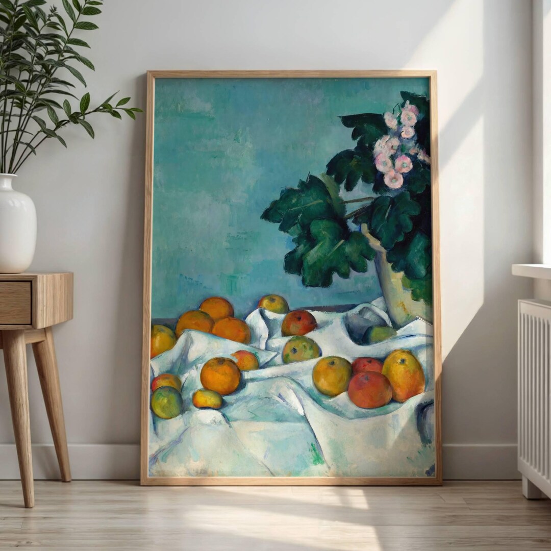 Still Life With Apples and a Pot of Primroses by Paul Cézanne: Post ...