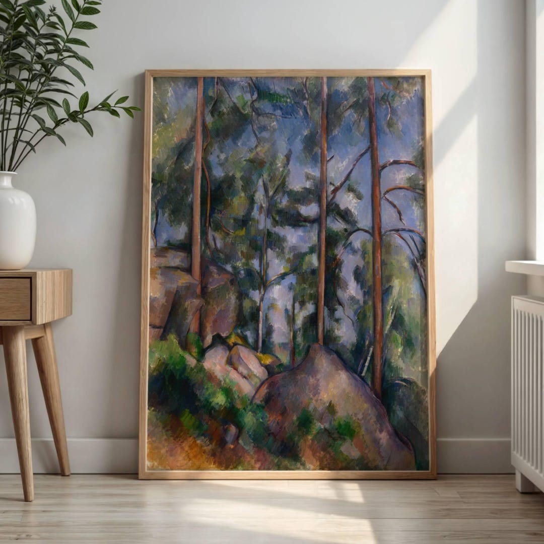 Pines and Rocks by Paul Cézanne: Post Impressionist Landscape Wall Art ...