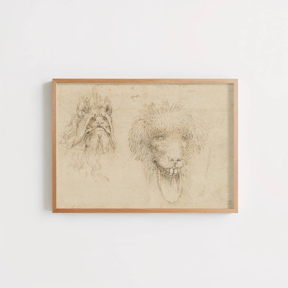 Two Heads of Grotesque Animals by Leonardo da Vinci: Old Master