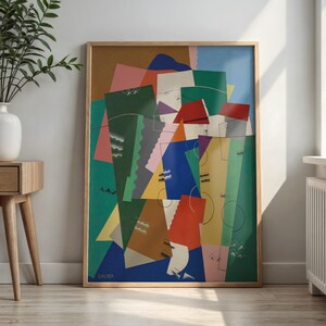 Georges Valmier Cubist Landscape with Houses and Hills French Art Deco Geometric Painting