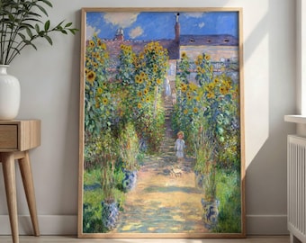 The Artists Garden at Vetheuil by Claude Monet: Sunlit Impressionist Garden Poster