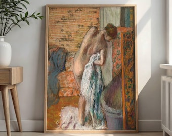 Apres Le Bain Femme Sessuyant by Edgar Degas: Intimate Impressionist Bathroom Scene