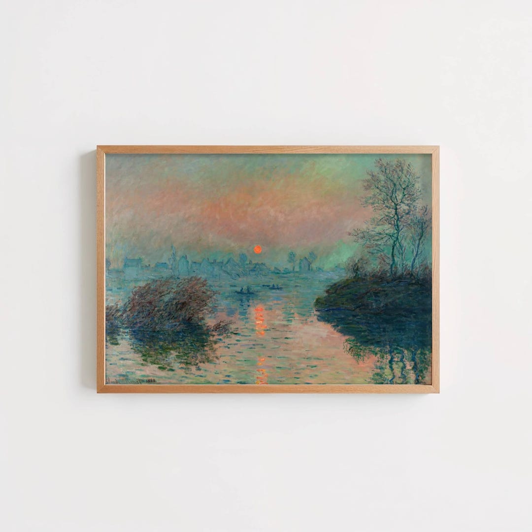 Soleil Couchant Sur La Seine a Lavacourt by Claude Monet: Sunset River ...