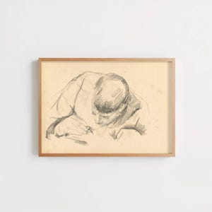 The Artists Son Writing by Paul Cézanne: Minimalist Drawing Art Print immagine 1