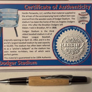 Dodger Stadium Ballpoint Pen, Home  of the LA Dodgers, Handmade Unique Baseball Gift