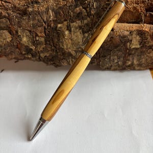 Holy Land Ballpoint Pens - Hand Turned From Bethlehem Olive Wood - Slimline