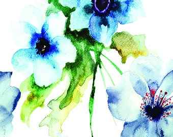 Abstract Blue Poppies 1