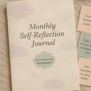 Journal d'auto-réflexion mensuel + cartes d'affirmation exclusives