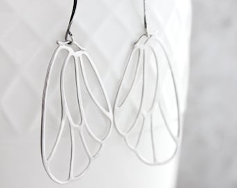 Silver Wing Earrings Filigree Earrings Modern Lightweight Dangle Boho Chic Bridal Jewelry Bird Angel Butterfly Faerie Fairy Gift for Her