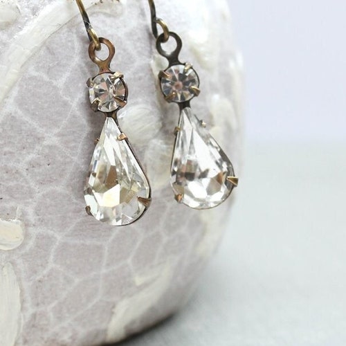 Dragonfly Earrings Crystal Sparkling Vintage Glass Rhinestone - Etsy Canada