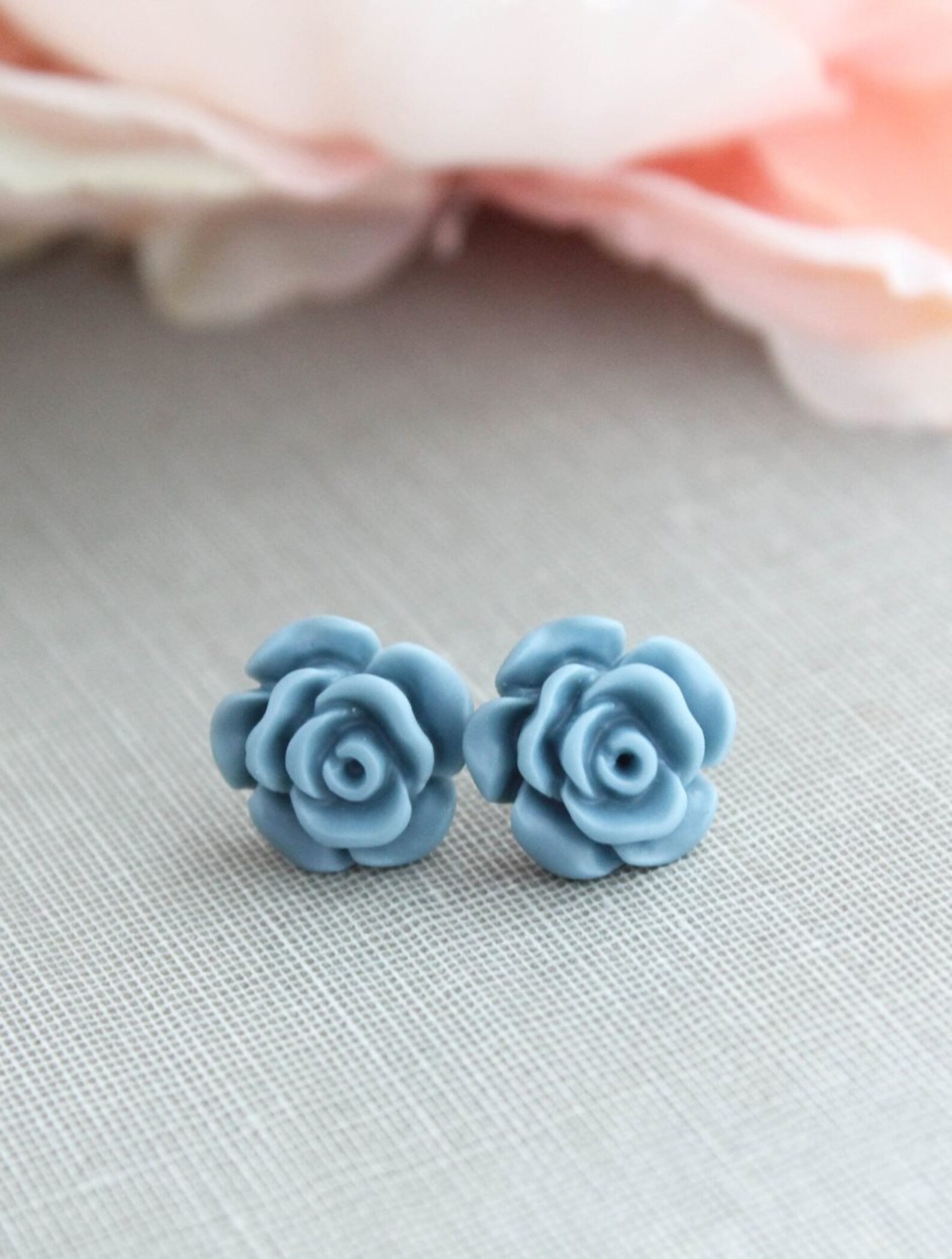 Baby Blue Rose Studs
