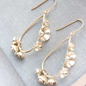 Gold Floral Hoop Earrings Gold Dangle Earrings Unique Modern Bridemaid ...