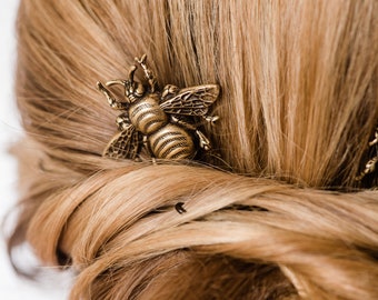 Bronze bee hair piece. Bee hair clip. Golden bronze bee hair accessories
