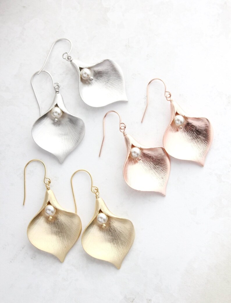 Gold Calla Lily Rose Gold Earrings Spring Lily Jewelry Etsy