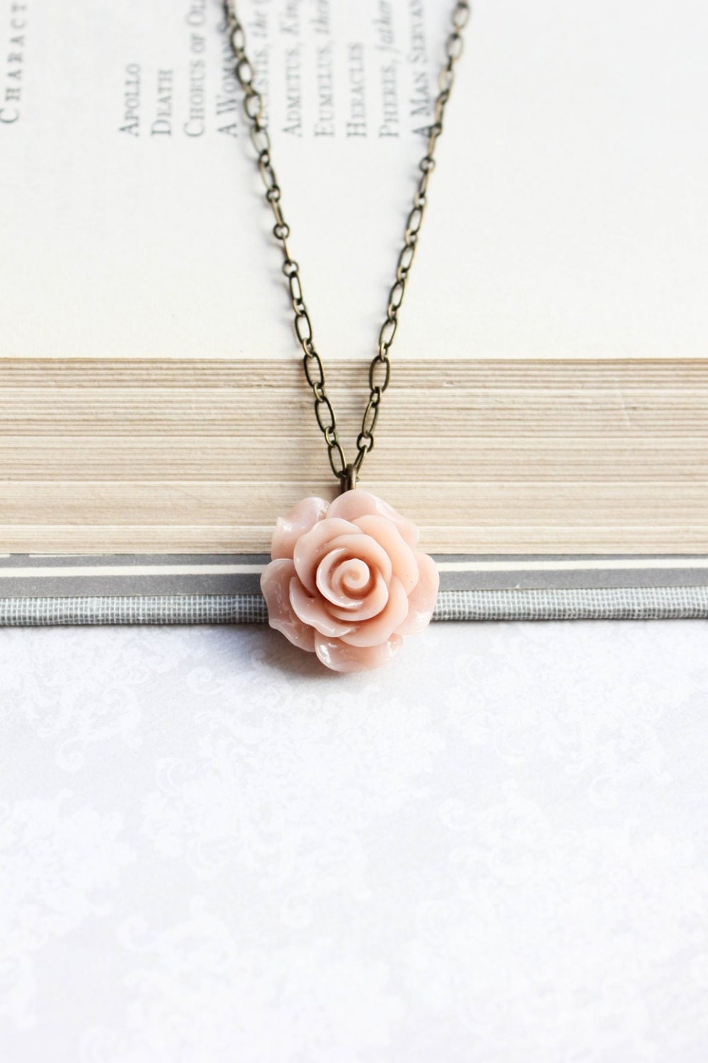Blush Rose Necklace Romantic Vintage Inspired Spring Wedding - Etsy