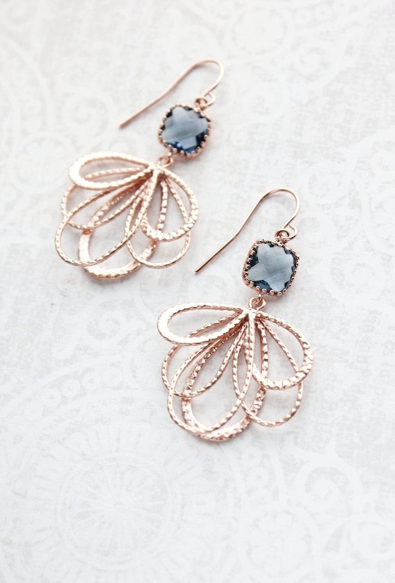 Montana Blue Crystal and Rose Gold Earrings